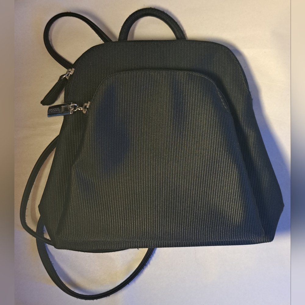 Fossil Black Nylon Dual Compartment Backpack Purse